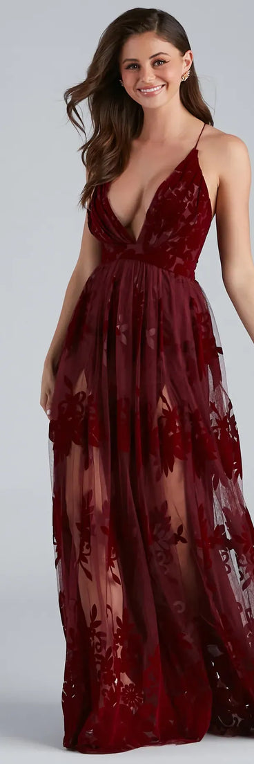 Morgan Formal Flocked Velvet Dress (DEV)
